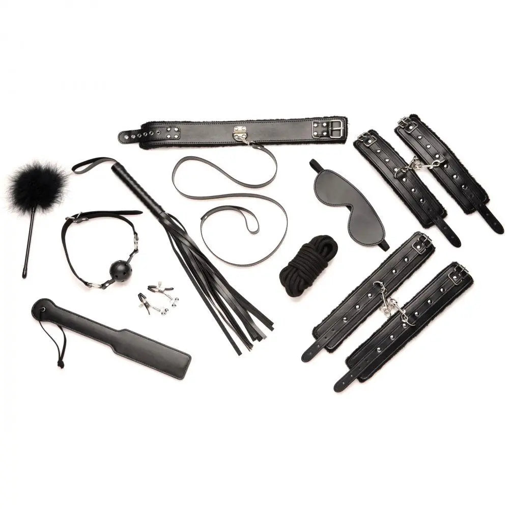 Hook Up 10 Piece Plush Bondage Set - Black – body-safe materials | Fu'Cha Exotics