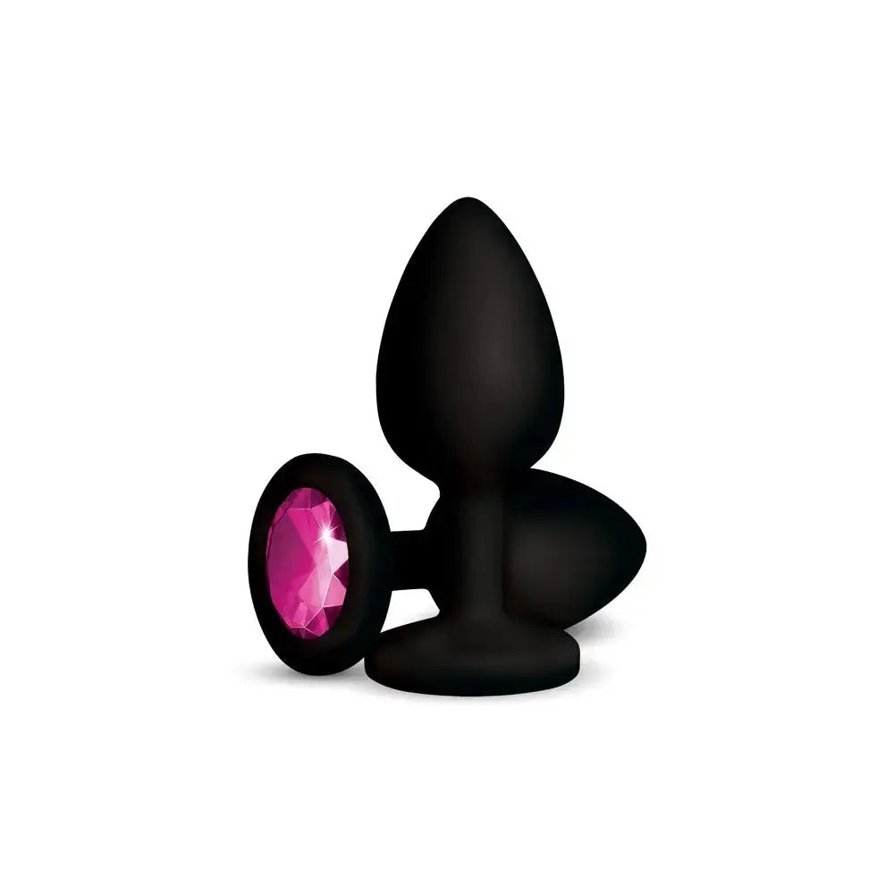 Gemma Pink Gem Black Silicone Plug - Small – body-safe materials | Fu'Cha Exotics