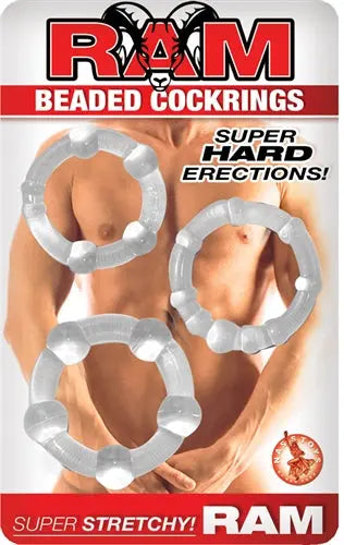 Ram Beaded Cockrings - Clear – body-safe materials | Fu'Cha Exotics