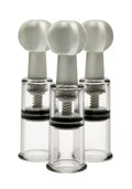 Triple suction attachment set with clear silicone tips and threaded bases