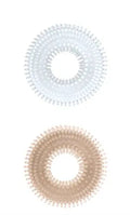 Ribbed cock ring set with clear and smoke rings, textured prong surface