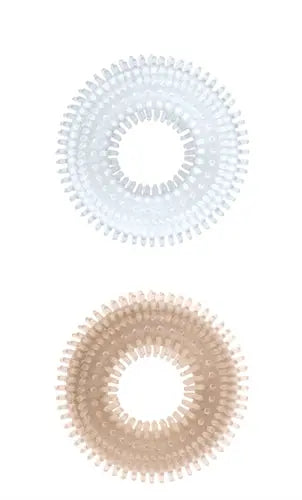 Ribbed cock ring set with clear and smoke rings, textured prong surface
