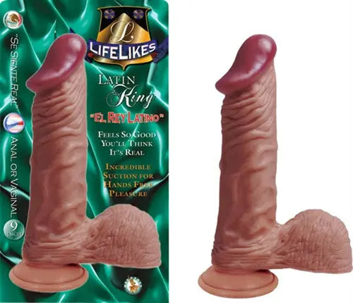 Realistic 9-inch maroon dildo with textured shaft and suction base in bent pose