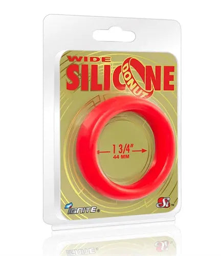Red wide silicone donut ring, 1.75 in (44 mm)