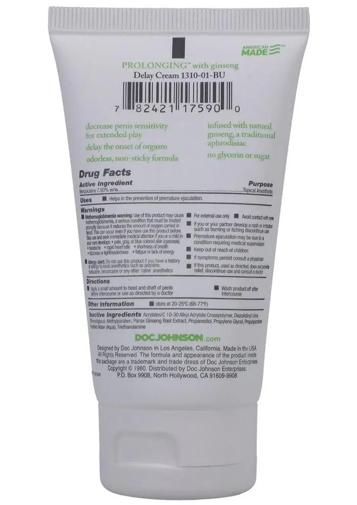 Prolonging Delay Creme for Men - Bulk - 2 Fl. Oz. – body-safe materials | Fu'Cha Exotics