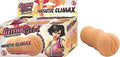 Flesh-colored silicone masturbator sleeve with ridged texture
