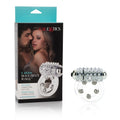 Clear enhancement ring with five stroker beads and metal base