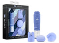 Periwinkle massage kit set with handheld pump, roller, and soft gel pads