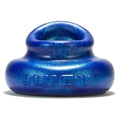Juicy Pumper blue cock ring with glossy ridged texture, wide base