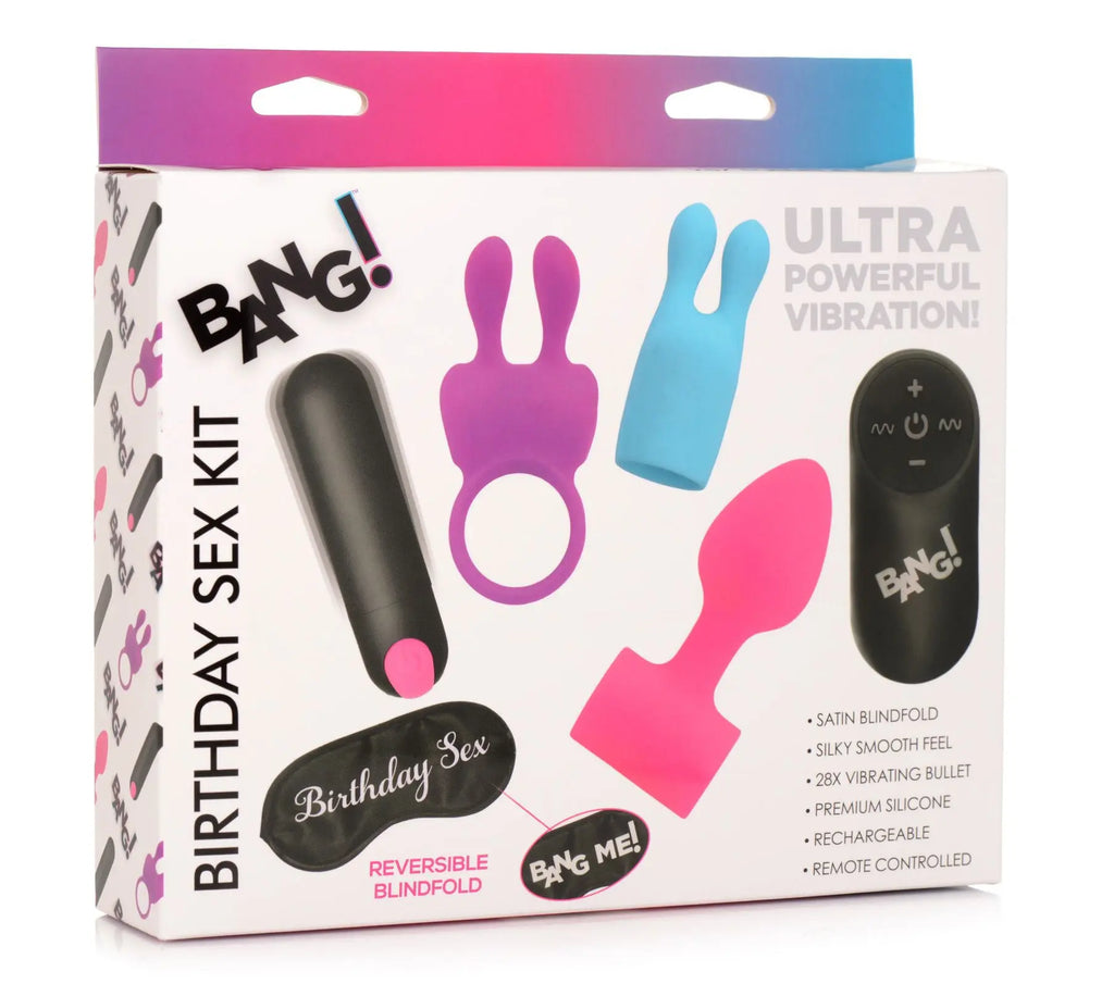 Birthday Sex Kit - C-Ring, Plug, C-Stim, Bullet and Blindfold – body-safe materials 11 vibration modes | Fu'Cha Exotics