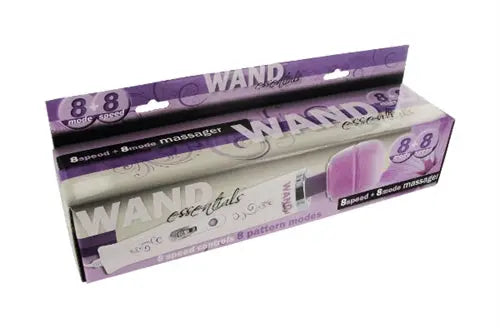 Purple 8-speed massage wand in retail box