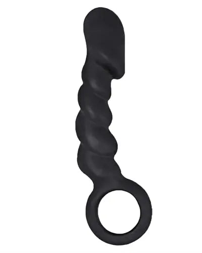 Black anal trainer with circular ring handle