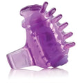 Purple plastic finger tip with ridged grips and curved opening