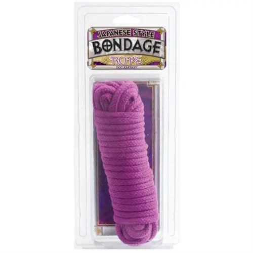 Purple cotton Japanese-style bondage rope, coiled in packaging