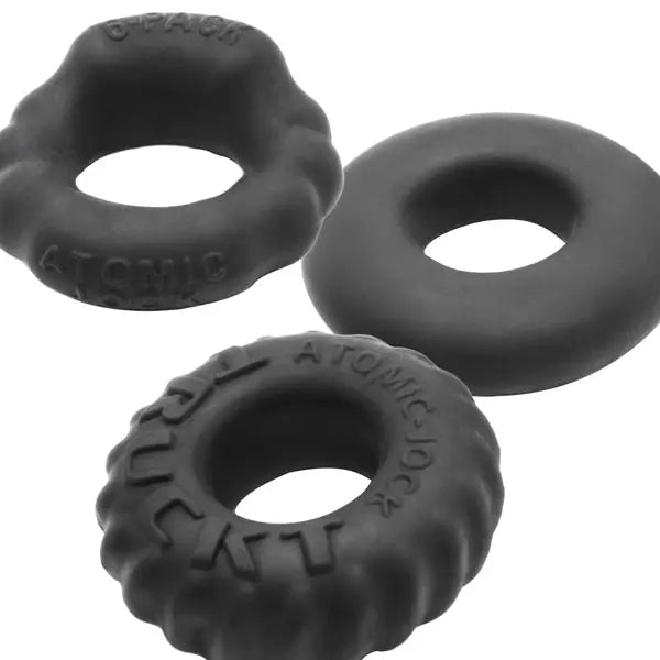 Bonemark 3-Pack Boner Cockring Kit - Black – body-safe materials | Fu'Cha Exotics