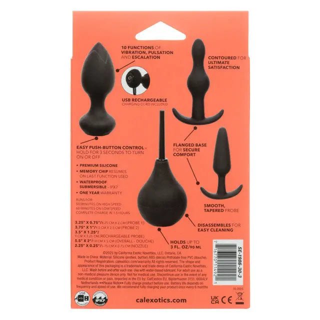 Pleasure Kits Anal Explorer Collection - Black – body-safe silicone 10 vibration modes | Fu'Cha Exotics