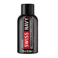 Swiss Navy premium silicone anal lubricant bottle, 1 fl oz, black cap, dark label