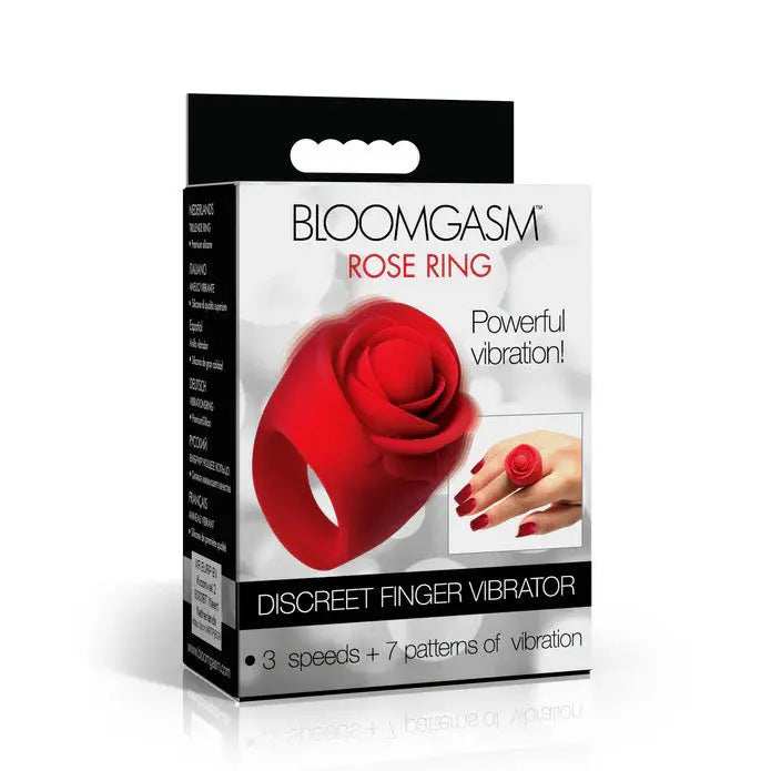 Rose Ring Discreet Finger Vibrator - Red – body-safe silicone 10 vibration modes | Fu'Cha Exotics