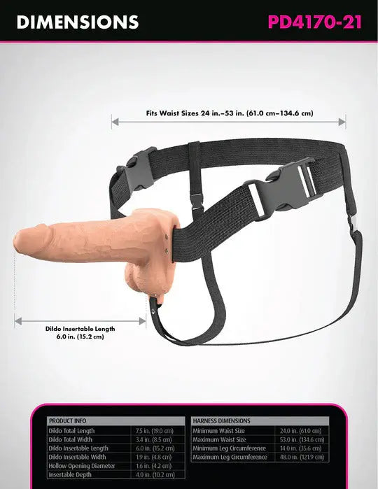 Fantasy X-Tensions Elite 6" Vibrating Hollow Silicone Strap-on - Light – body-safe materials | Fu'Cha Exotics