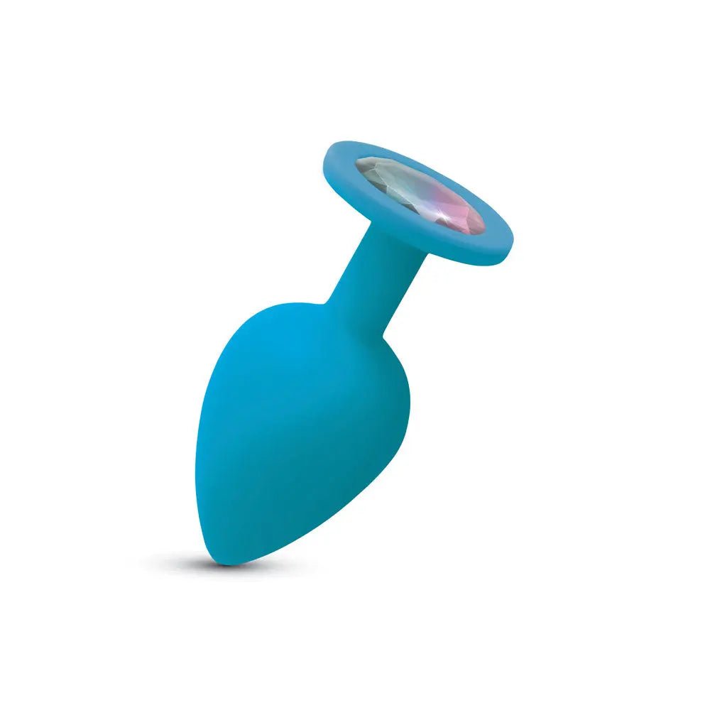 Gemma Clear Iridescent Gem Teal Silicone Plug - L – body-safe materials | Fu'Cha Exotics