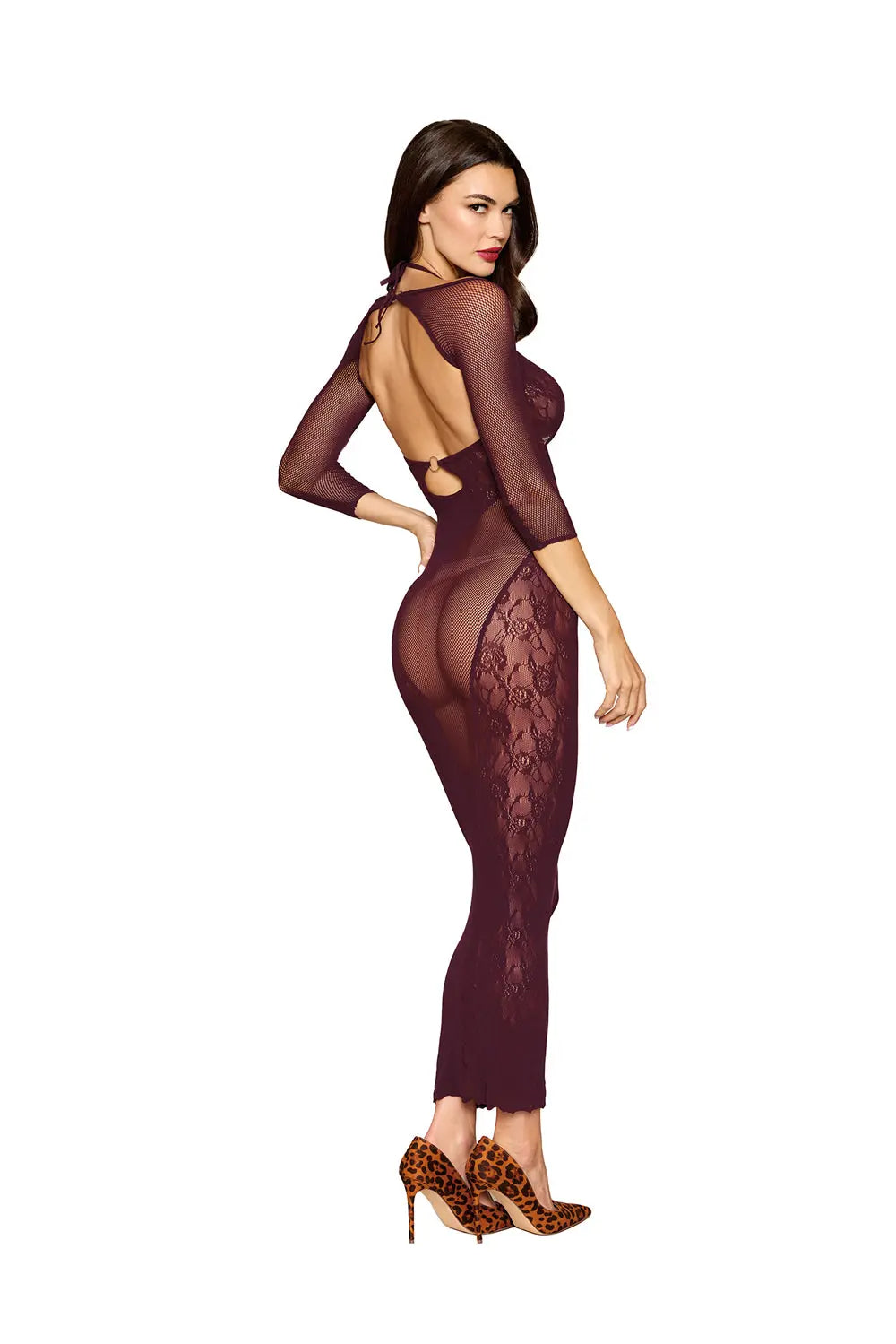 Bodystocking Gown and Shrug Dmnd - One Size - Cherry Lacquer – body-safe materials | Fu'Cha Exotics