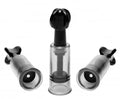 Triple suction cup accessory with three cylindrical cups and clear center barrel
