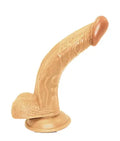 Beige realistic cock-shaped sex toy with ribbed shaft and flared base