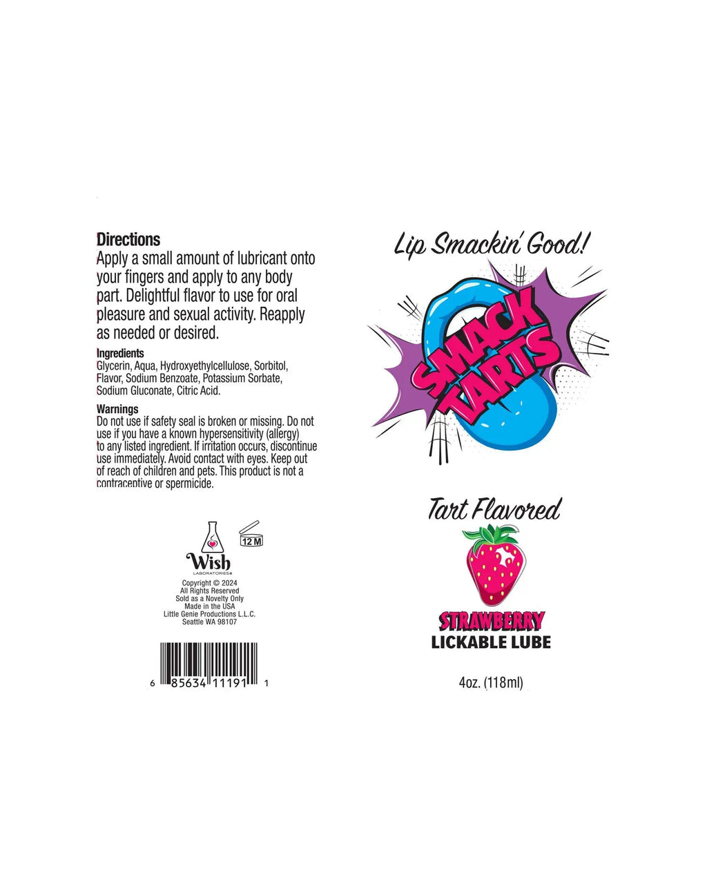 Smack Tarts 4oz Lickable Flavored Lubricant - Strawberry – body-safe materials | Fu'Cha Exotics