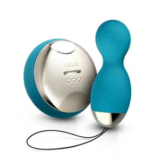 LELO hula beads set with teal silicone beads and silver control pod