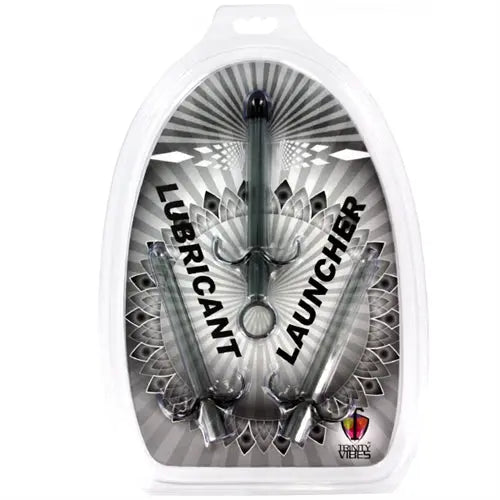 Lubricant launcher set of 3 in clear blister with dark gray launchers