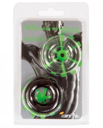Black and clear power stretch donuts, 2-pack in retail packaging