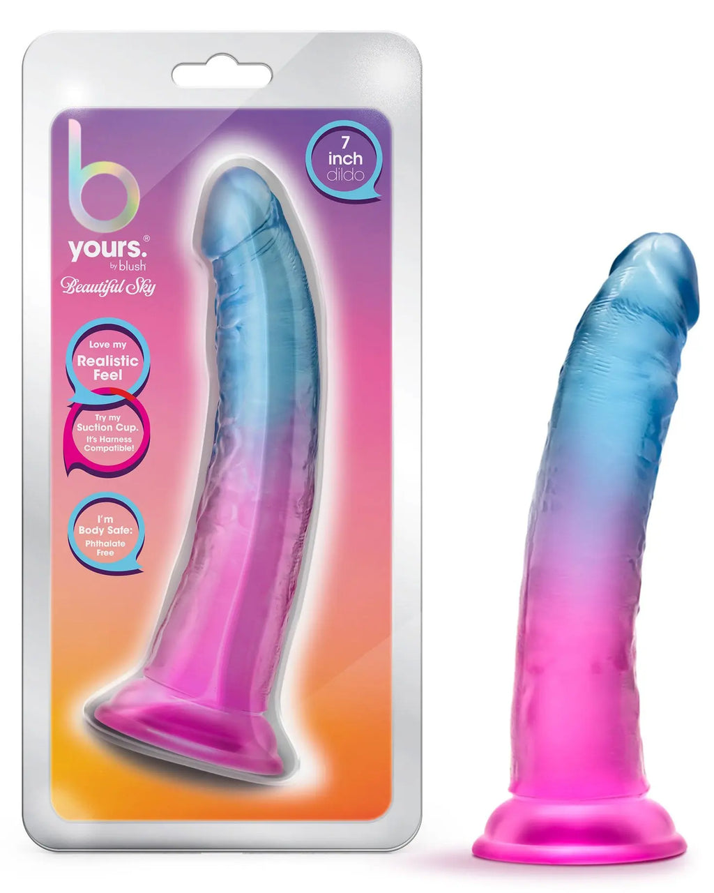 B Yours - Beautiful Sky - 7 Inch Dildo - Sunset – body-safe materials | Fu'Cha Exotics