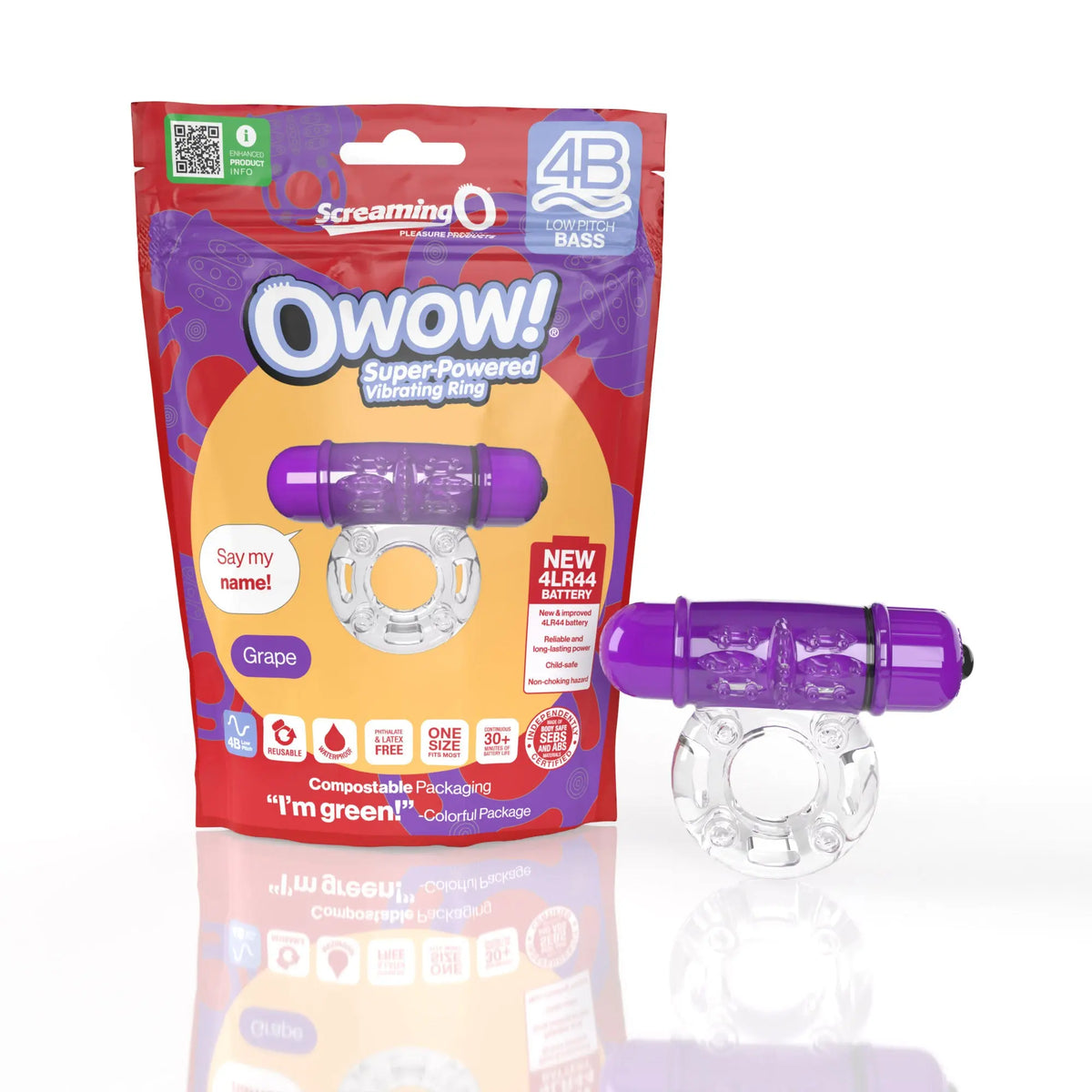 Screaming O 4b - Owow Super Powered Vibrating Ring - Grape – body-safe materials | Fu'Cha Exotics