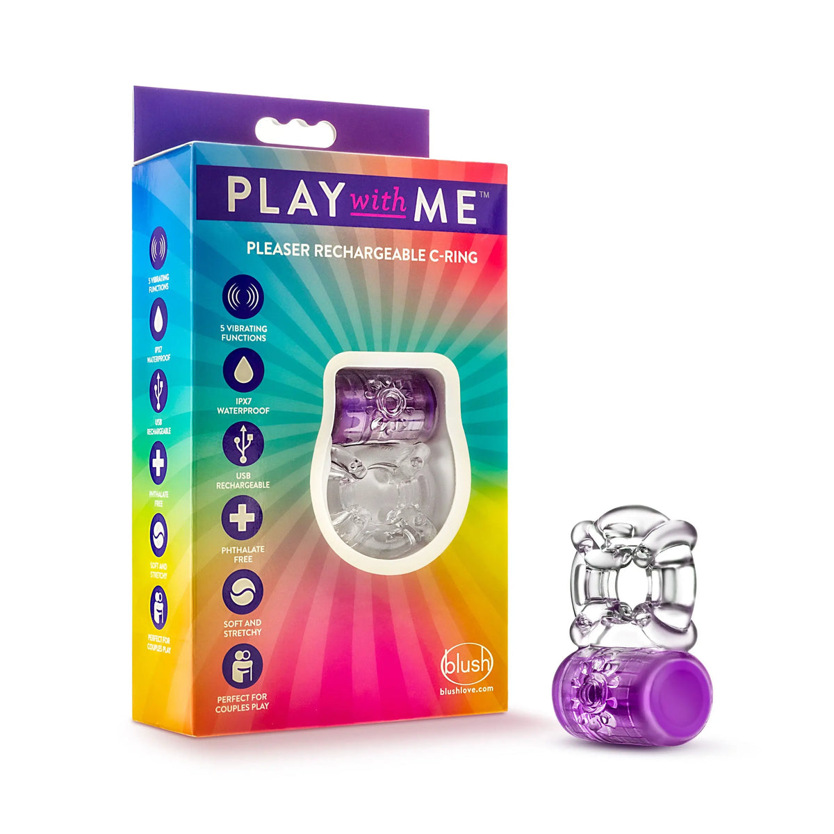Play With Me - Pleaser Rechargeable C-Ring - Purple – body-safe materials | Fu'Cha Exotics