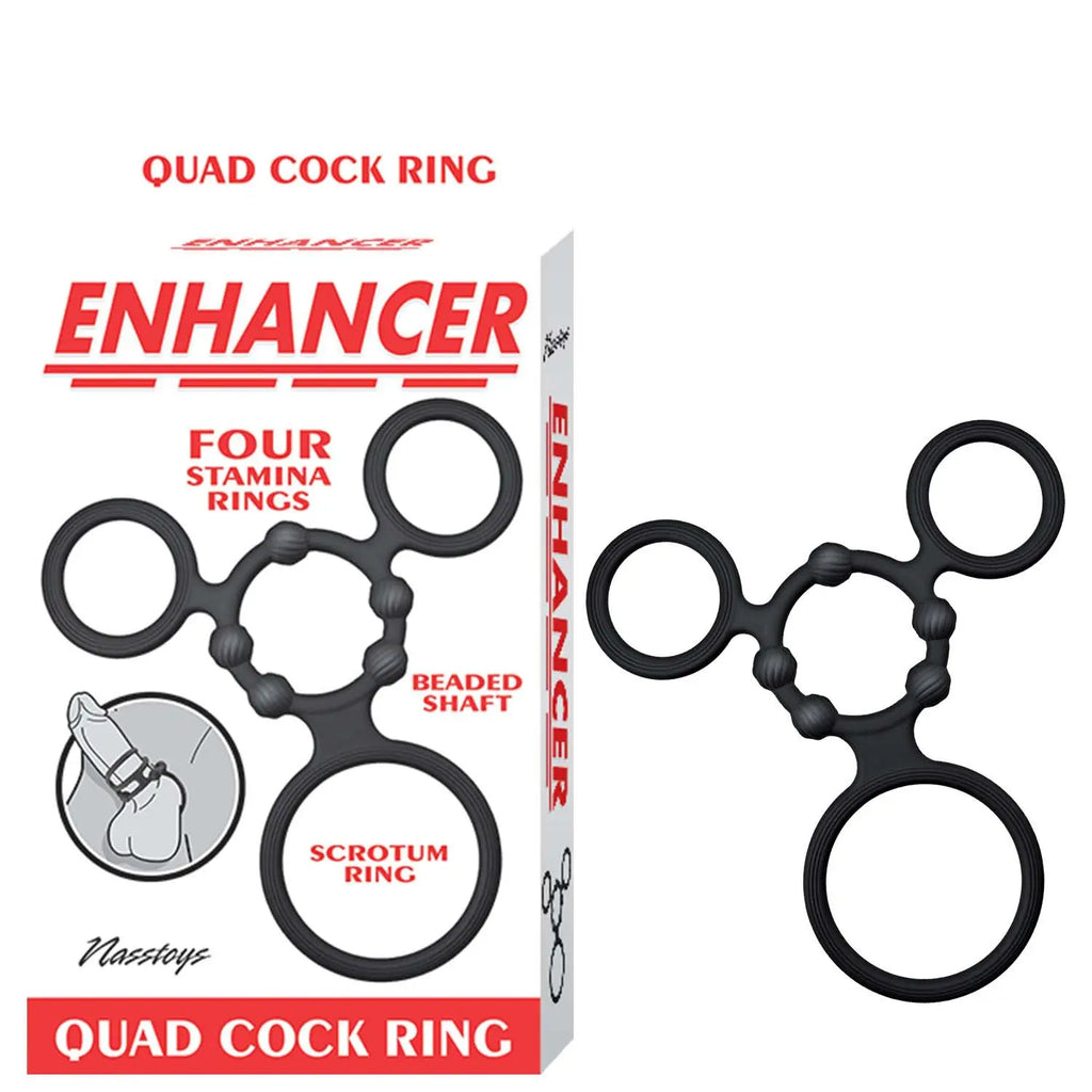 Enhancer Quad Cockring - Black – body-safe silicone | Fu'Cha Exotics