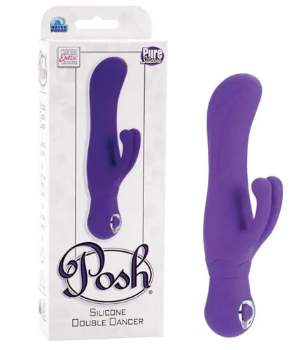 Purple silicone double-dancer vibrator with dual stimulation tips