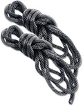 Silky rope, braided black cord with tied loop ends