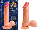 Flesh-toned realistic 8-inch adult toy with curved tip and ridged shaft