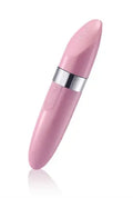 Mia 2 petal pink bullet-style personal massager with silver band