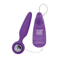 Purple butt glider toy with silver ball tip and attached cord controller pouch