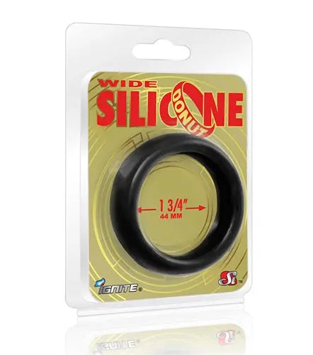 Wide silicone donut ring, black, 1.75-inch diameter