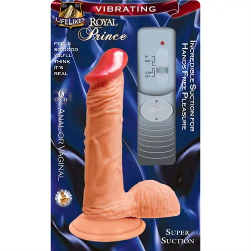 Realistic vibrating flesh dildo with suction base and remote, 6 inch