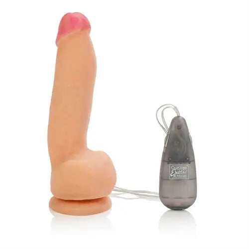 Natural vibrating cock and balls toy with remote control unit
