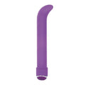 Purple curved handheld vibrator with rounded tip and base