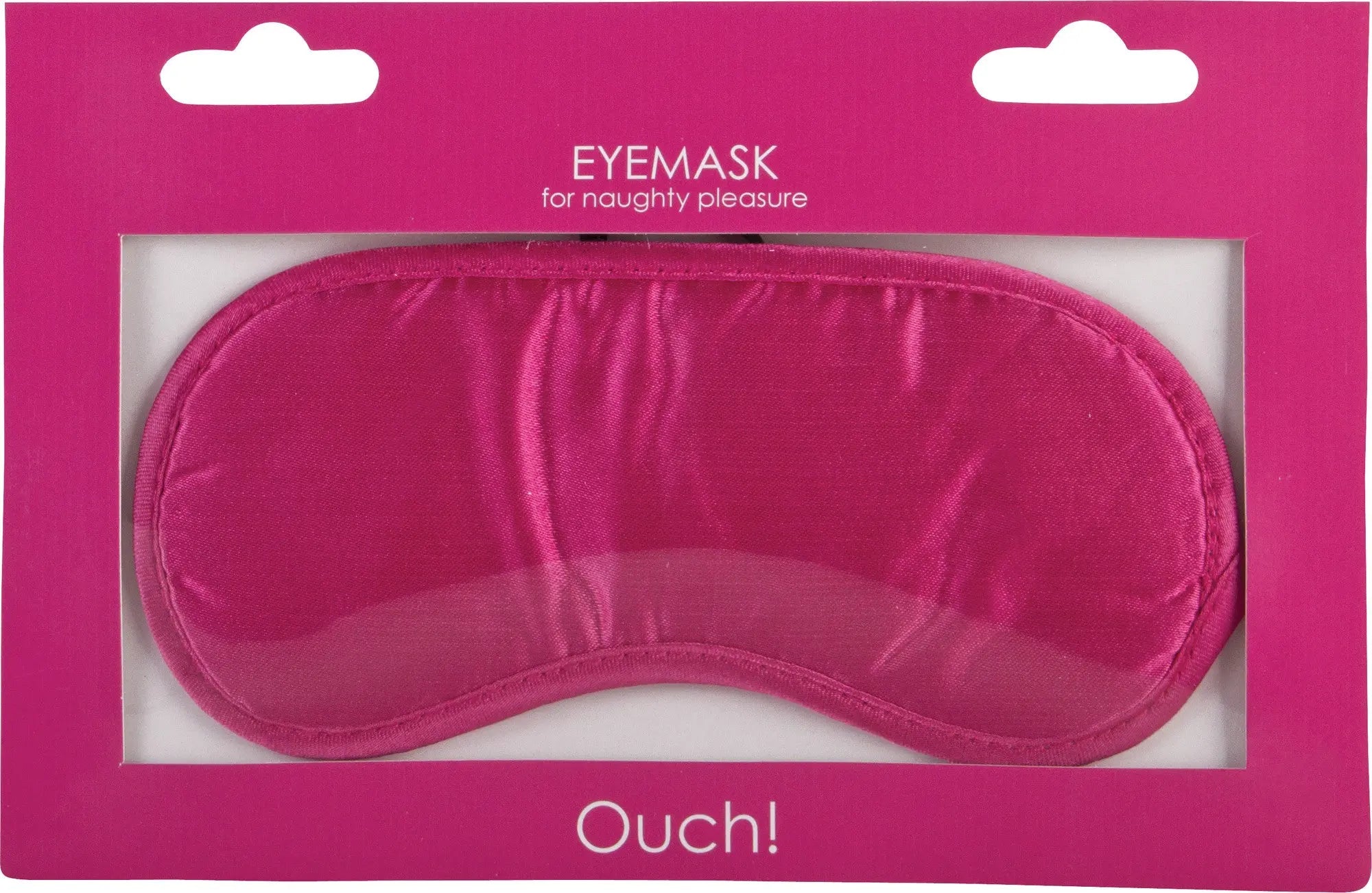 Pink soft eyemask with padded fabric and curved eye shape