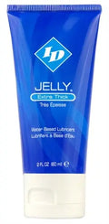 Water-based lubricant in blue tube, labeled ID Jelly Extra Thick, 2 fl oz