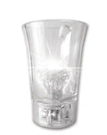Light-up diamond shot glass, clear body with faceted pattern and LED base