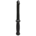 Black anal plug with rounded tip and ribbed grip handle