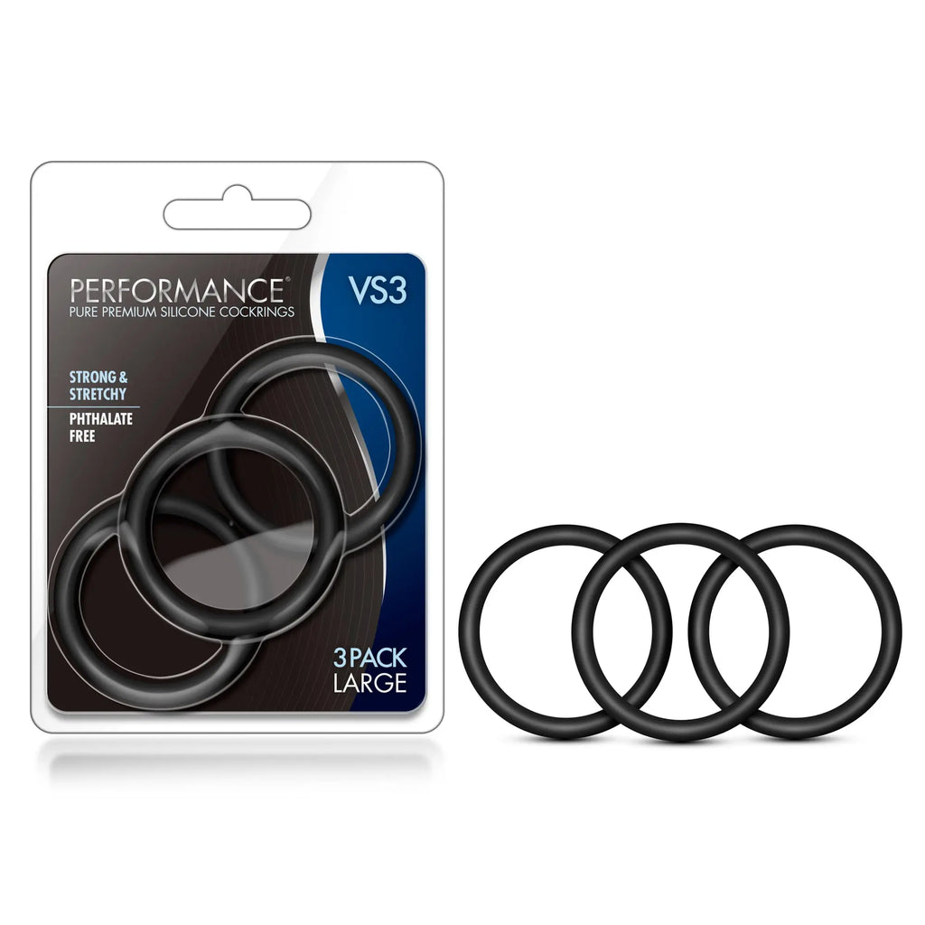 Performance - Vs3 Pure Premium Silicone Cockrings - Large - Black – body-safe silicone | Fu'Cha Exotics
