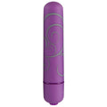 Purple personal massager with ornate swirl pattern and rounded body